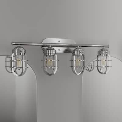 Hunter Starklake 4 Light Vanity Wall Light, Industrial, Cage, Rustic - Damp Rated!