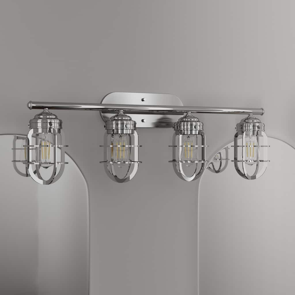Hunter Starklake 4 Light Vanity Wall Light, Industrial, Cage, Rustic - Damp Rated!