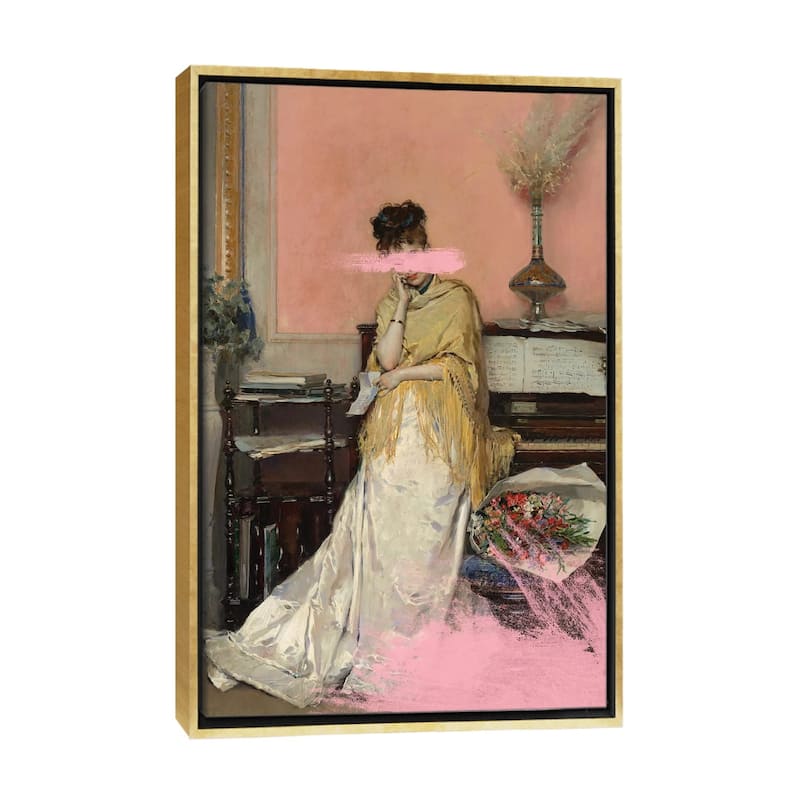 iCanvas "Pink Portrait" by Grace Digital Art Co Framed Canvas Print - Gold - 40x26