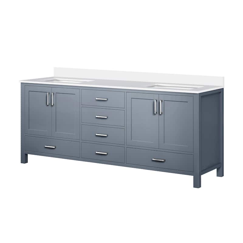 Jacques 80 in. W x 22 in. D Dark Grey Double Bath Vanity and White Quartz Top
