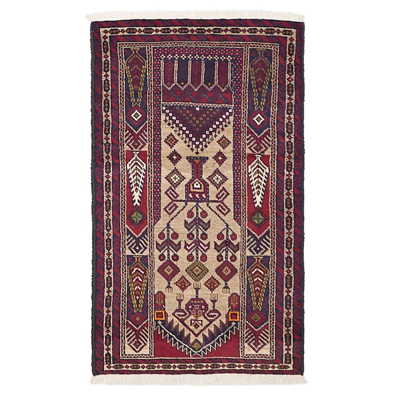 ECARPETGALLERY Hand-knotted Baluch Tan Wool Rug - 3'4 x 5'9