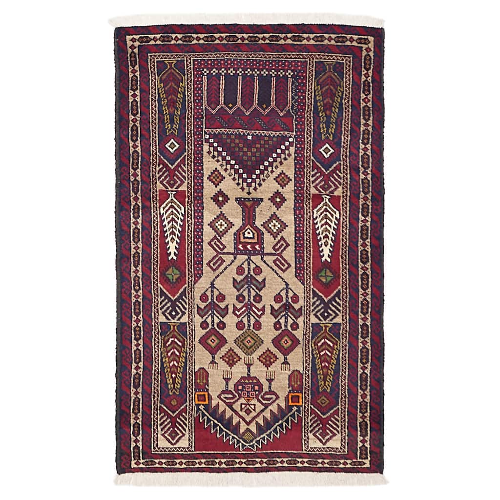 ECARPETGALLERY Hand-knotted Baluch Tan Wool Rug - 3'4 x 5'9