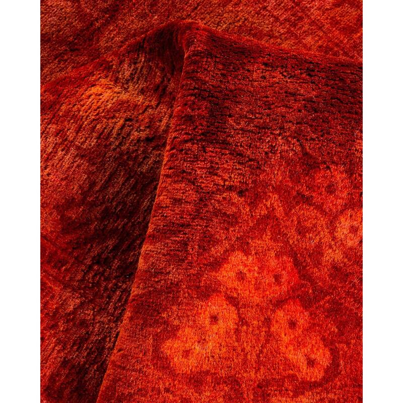 Overton Hand Knotted Wool Vintage Inspired Modern Contemporary Overdyed Orange Area Rug - 2' 8" x 22' 9"