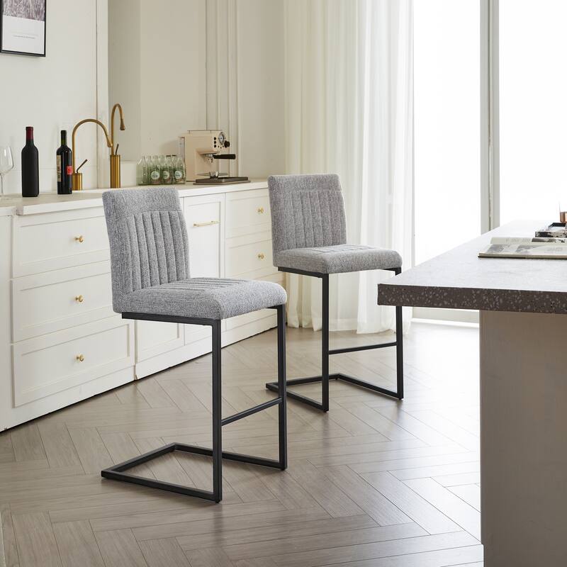 2 Sets Bar Stool - Fabric Chair with Sturdy Metal Frame, Stylish & Comfortable Seating for Kitchen Island, Living Room