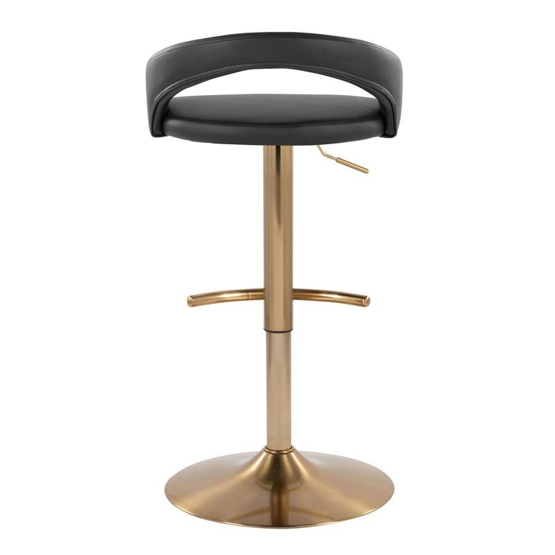 Grotto Upholstered Adjustable Barstool with Gold Metal - Set Of 3