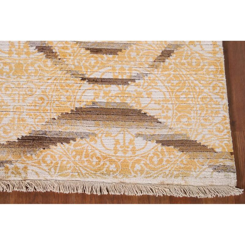 Abstract Oriental Accent Rug Handmade Striped Wool Carpet - 2'9"x 5'1"