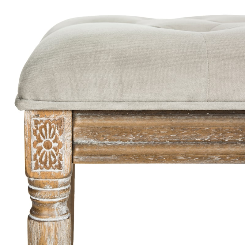 SAFAVIEH Lynnette French Brasserie Tufted Wood Bench - 47.3" x 17.5" x 19" - 47Wx18Dx19H