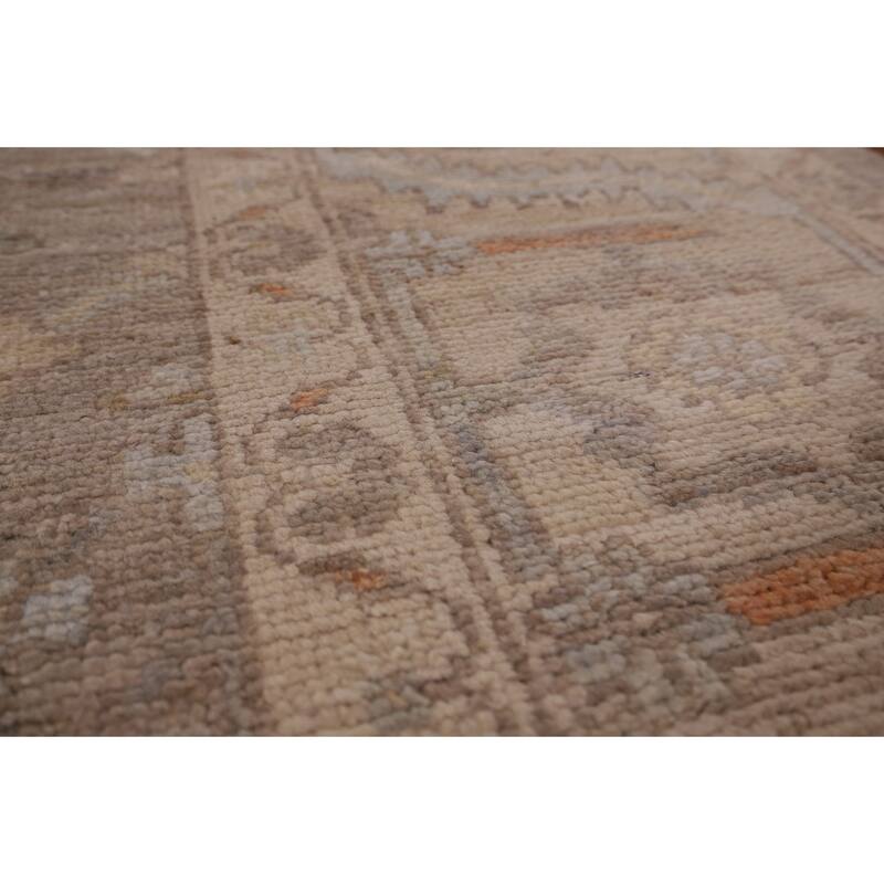 Transitional Oushak Area Rug Hand-Knotted Floral Wool Carpet - 8'9" x 11'7"