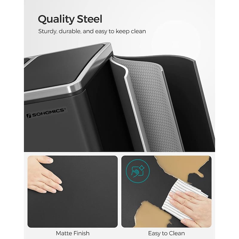 Trash Can, 3 x 4.8 Gallon Garbage Can, 14.4 Gallon Recycle Bin with