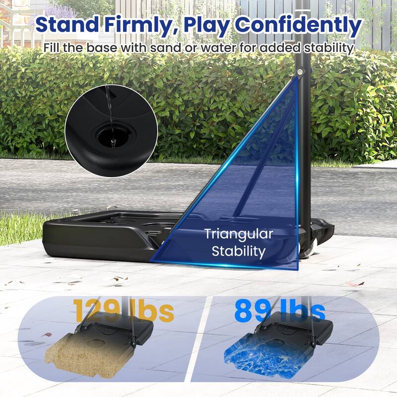 Outdoor Basketball Hoop with 18-Level Adjustable Height and Shatterproof Backboard - 4.8-11.5 ft
