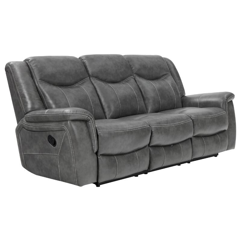 Conie 2pc Manual Recliner Sofa and Loveseat Set, Gray Faux Leather