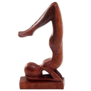 Shop Handmade Sirsasana Pose Wood Statuette (Indonesia ...