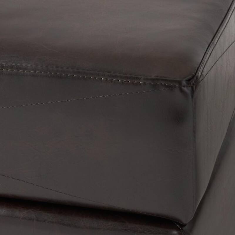 Roomfitters 31" Square Storage Ottoman, Tufted Faux Leather Coffee Table Bench with Lift Top, Dark Brown