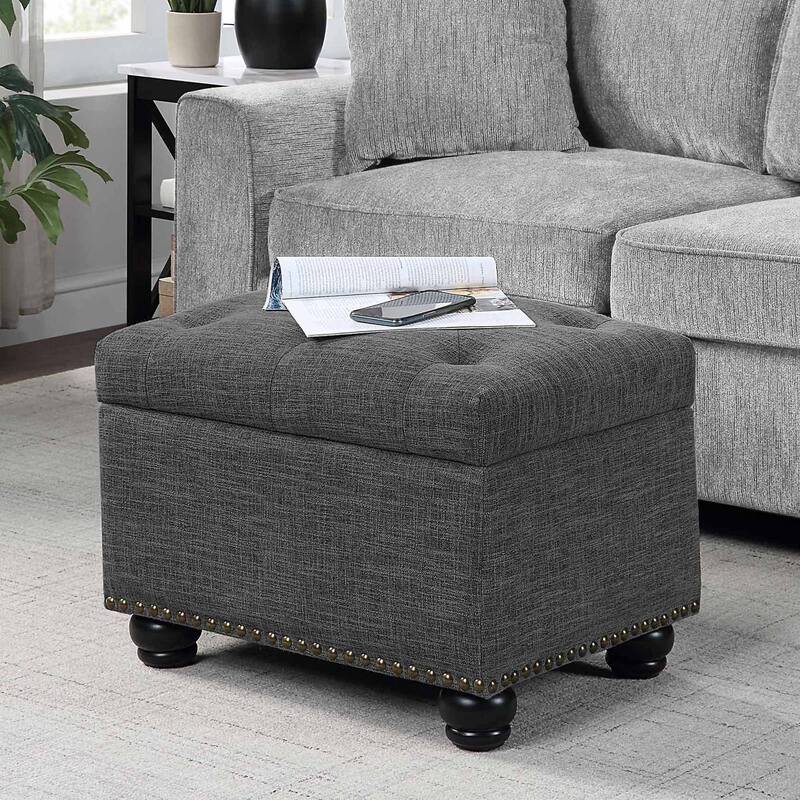 Convenience Concepts Designs4Comfort 5th Avenue Storage Ottoman - Light Charcoal Grey Fabric