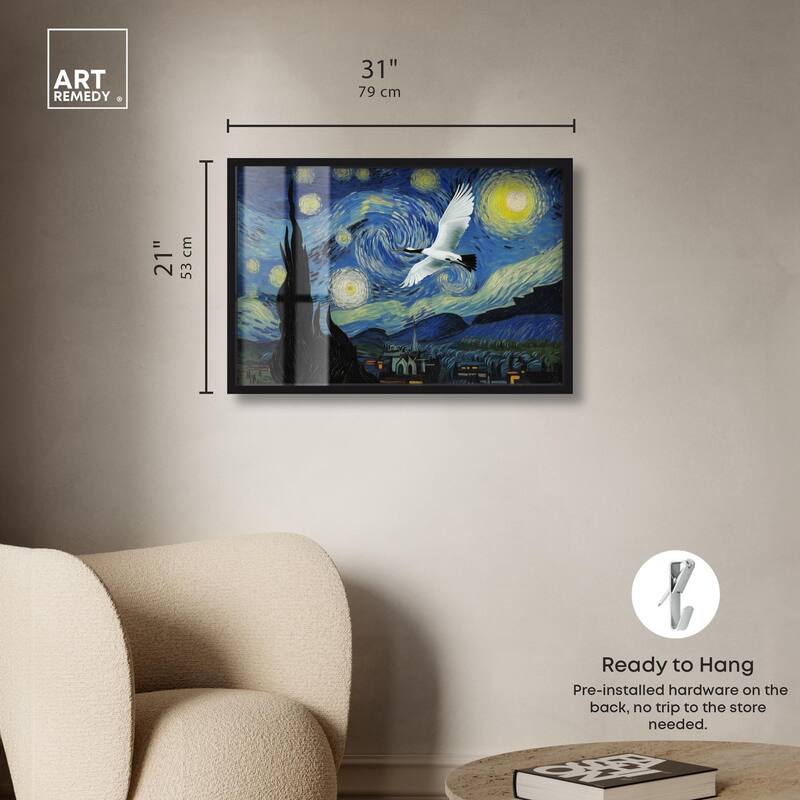 Crane Starry Night Shadowbox by Art Remedy