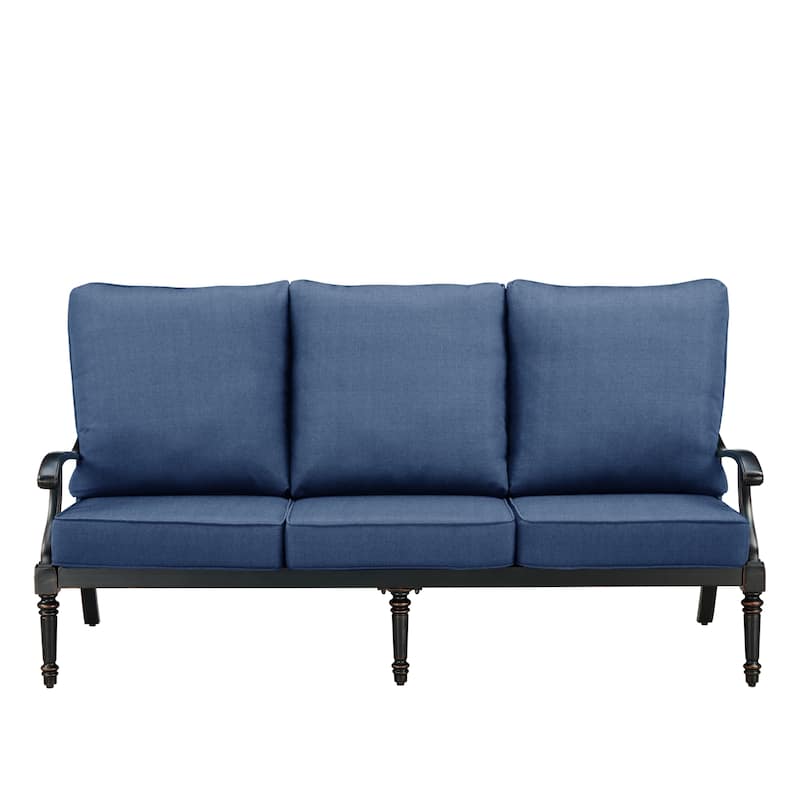 Black Aluminum Deep Seating Deep Seating Sofa with Cushions