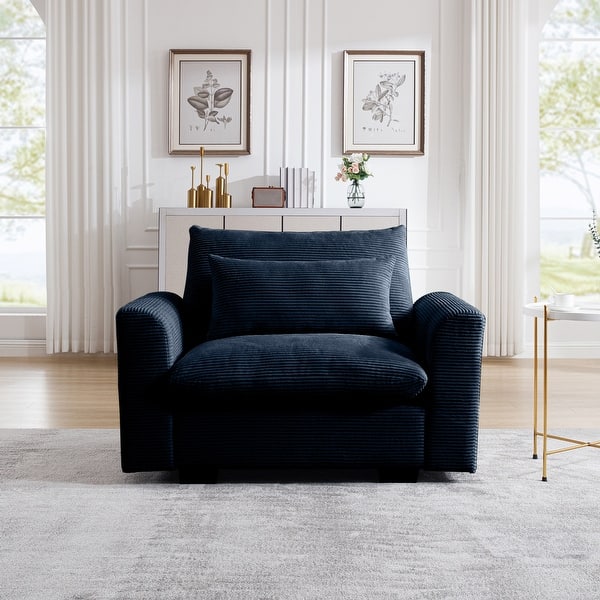 Corduroy Deep Seat Single Sofa Accent Chair,Deep Seat Couch with Waist Pillow for Living Room/Apartment/Office - Bed Bath & Beyond