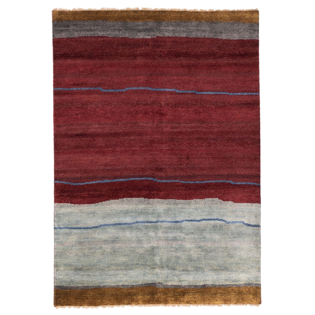 ECARPETGALLERY Hand-knotted Peshawar Ziegler Dark Red Wool Rug - 5'0 x 7'1