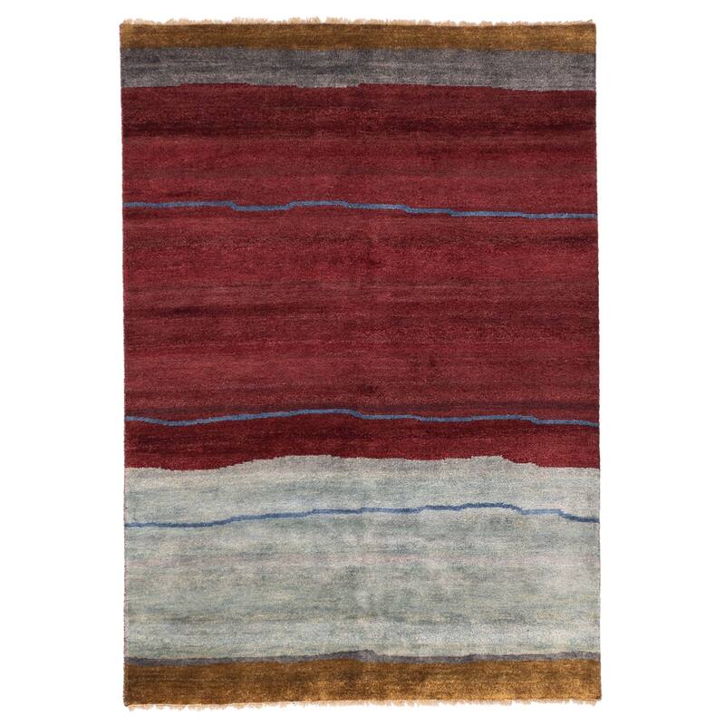 ECARPETGALLERY Hand-knotted Peshawar Ziegler Dark Red Wool Rug - 5'0 x 7'1