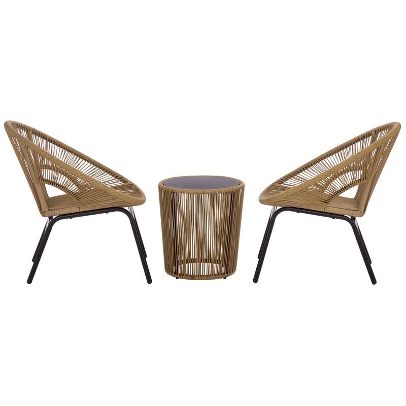 SAFAVIEH Outdoor Patio Furniture Otto Rattan 3-Piece Set - 27"W x 30"D x 31"H