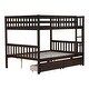 preview thumbnail 12 of 18, Full over Full Rubber Wood Bunk Bed with 2 Drawers,Convertible into 2 Full Beds,Ladder and Safety Guardrails