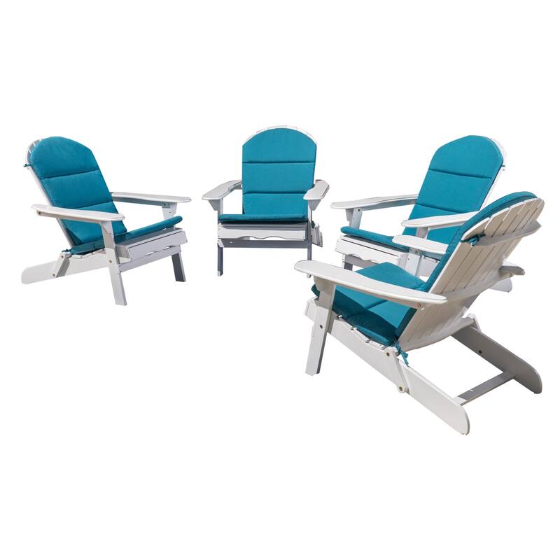 Malibu Outdoor Acacia Wood Folding Adirondack Chairs with Cushions (Set of 4) by Christopher Knight Home