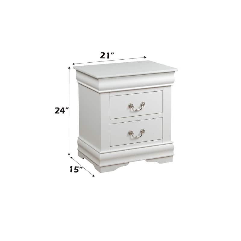 Modern White Nightstand with Two Spacious Drawers