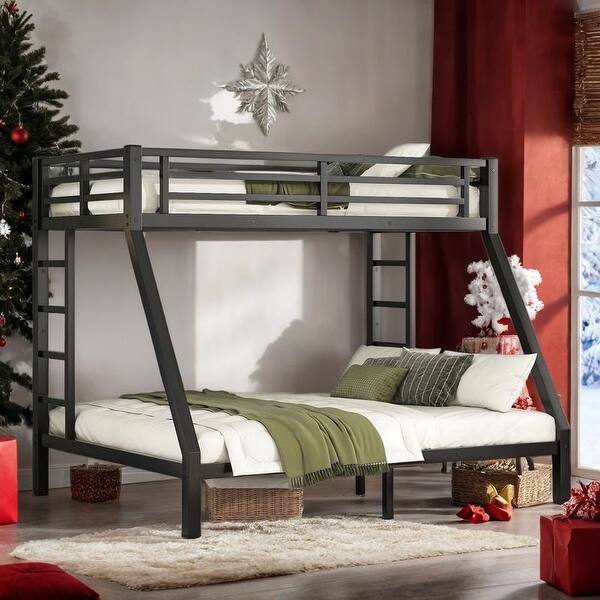 slide 2 of 10, Metal Twin XL over Queen Bunk Bed, Noise Reduced, Black Black