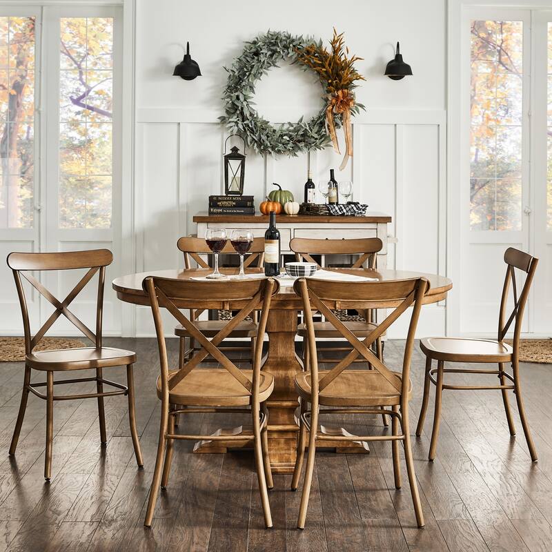 Eleanor Dining Set with Metal X-Cross Back Chairs by iNSPIRE Q Classic