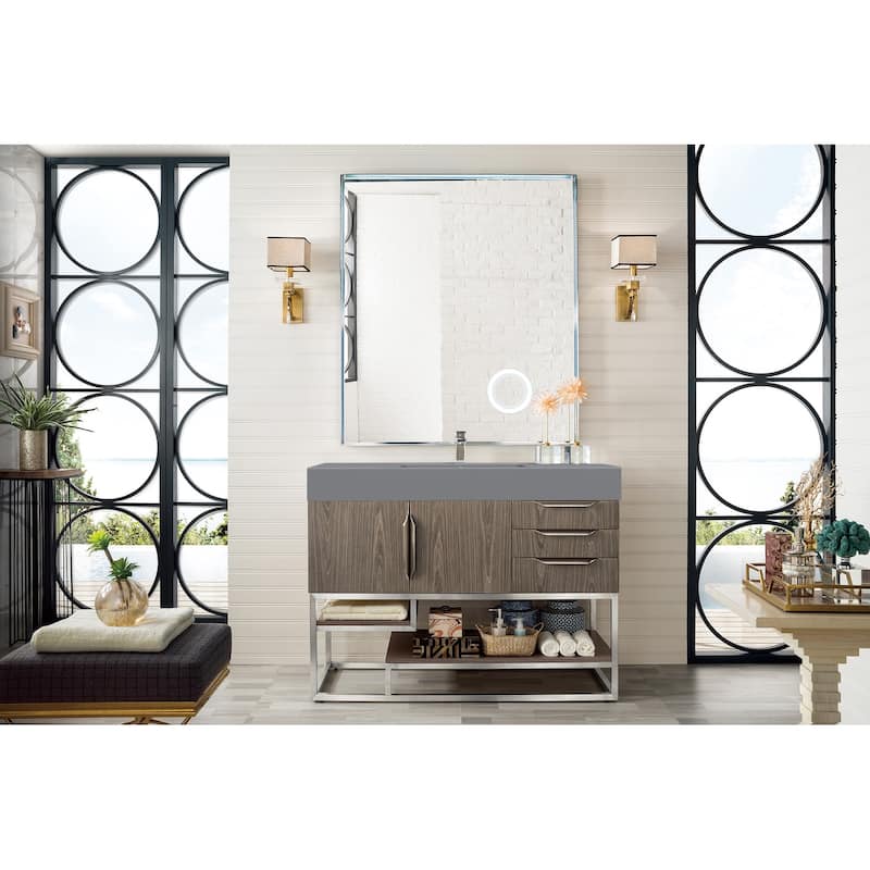 James Martin Vanities Columbia 48" Single Vanity, Ash Gray with Brushed Nickel Hardware