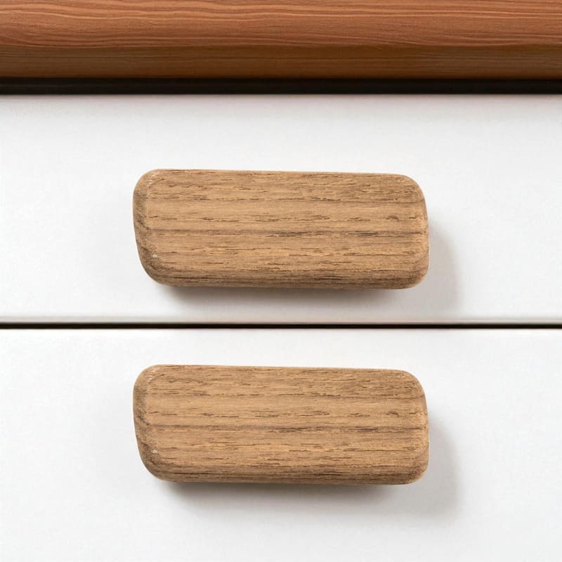HomeRoots Set of Two Brown Teak Wood Drawer Pull Knobs - 2.75 in. x 0.75 in. x 2.75 in. - Brown - 2.75 in. x 0.75 in.  x 2.75 in.