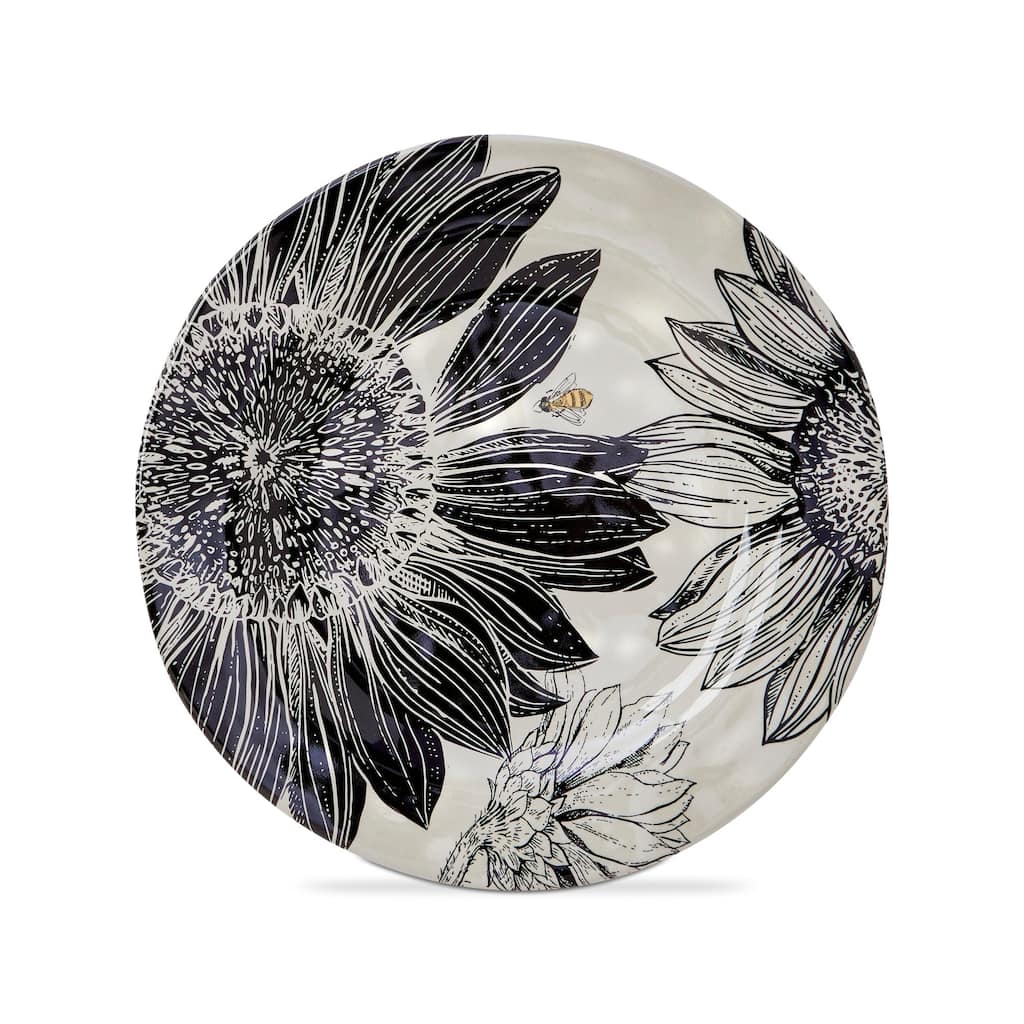 11 in. Let It Bee Flower and Vine Bamboo Melamine Plastic Dinnerware Plates Set of 4 Dishwasher Safe Indoor Outdoor Round Purple