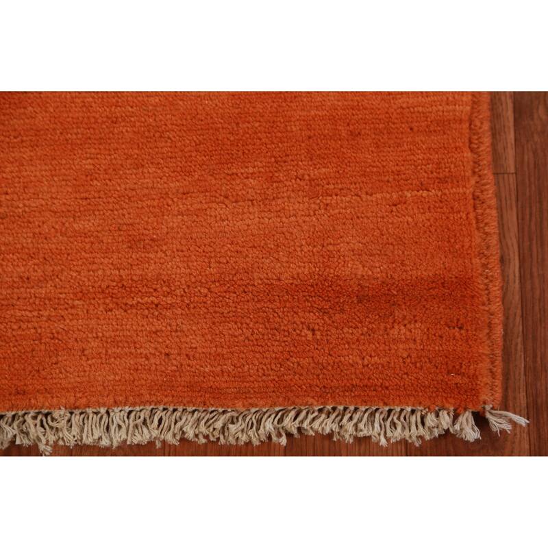 Modern Orange Gabbeh Oriental Accent Rug Hand-Knotted Wool Carpet - 2'9" x 3'11"