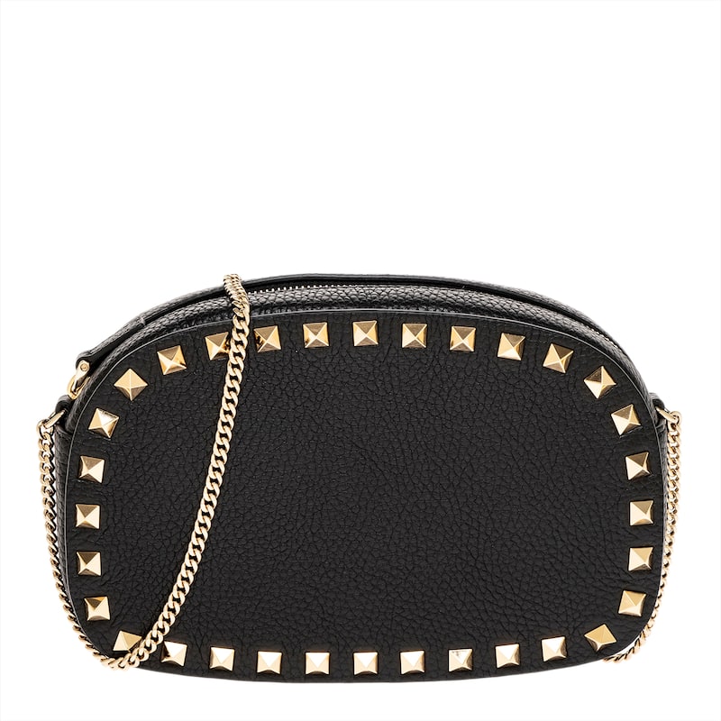 Valentino Mini Crossbody Bag in Grainy Calfskin - Black