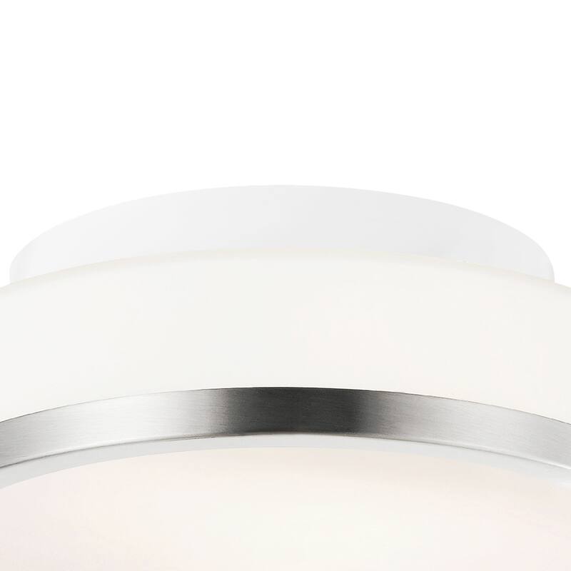 Frosted 1 Light Drum Shade Flush Mount With Satin Nickel Finish - Satin Nickel