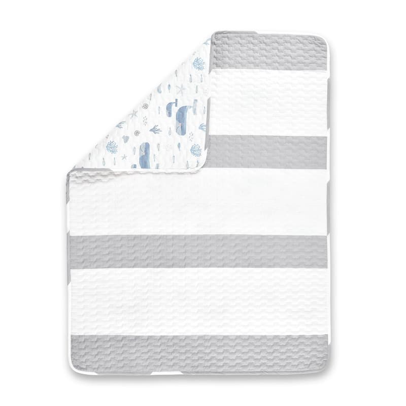 Lush Decor Baby Seaside Organic Cotton Quilt - 50"x36" - Animals - 50"x36" - Blue