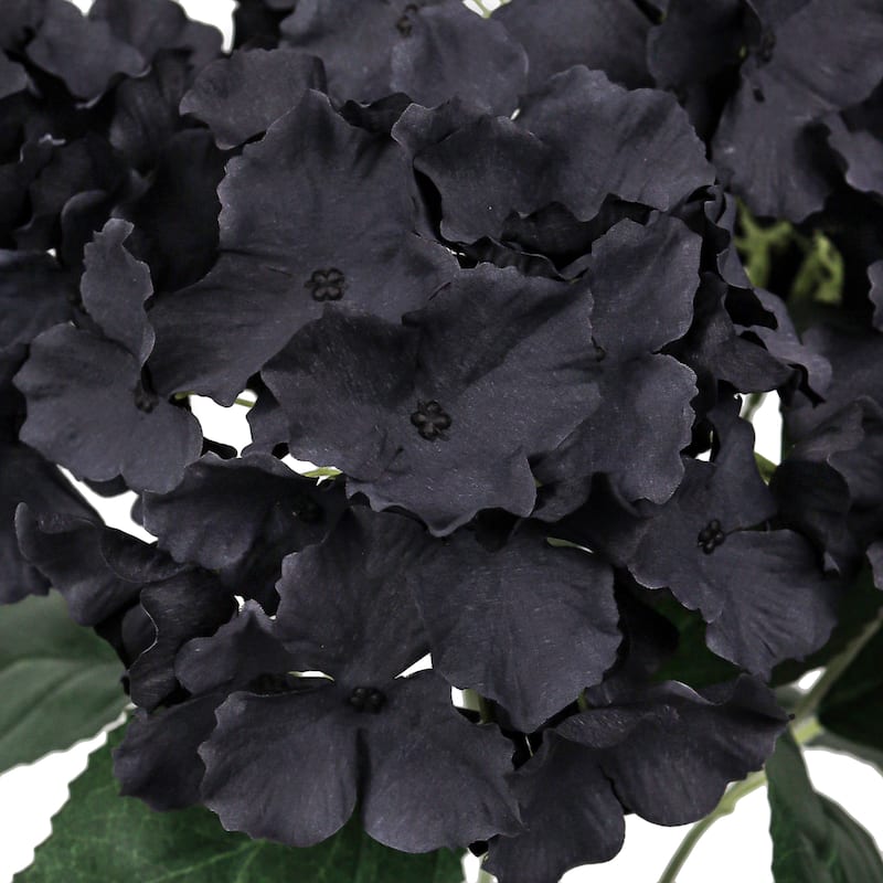 Set of 2 Black Artificial Hydrangea Flower Stem Bush Bouquet 19in - 19" L x 12" W x 12" DP