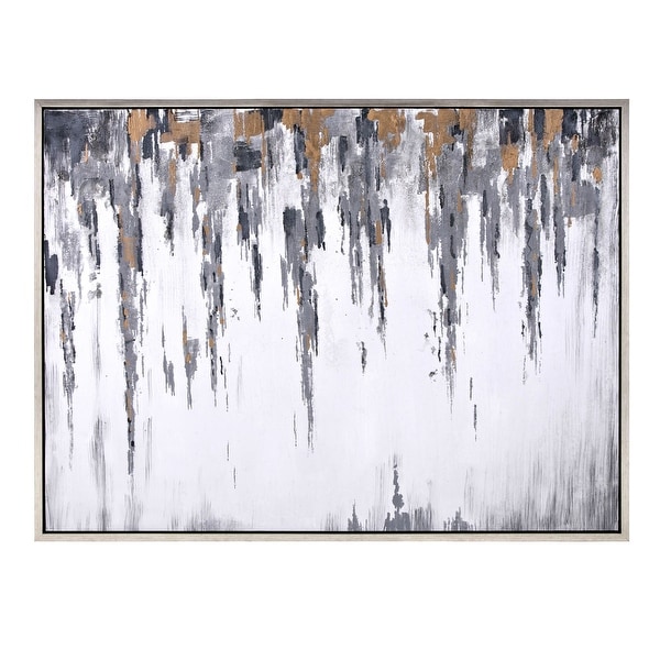 IMAX Home 76357 37-3/4" x 49-3/4" - "Frost" Wood Framed Giclee Abstract Oil Painting on Canvas - Silver