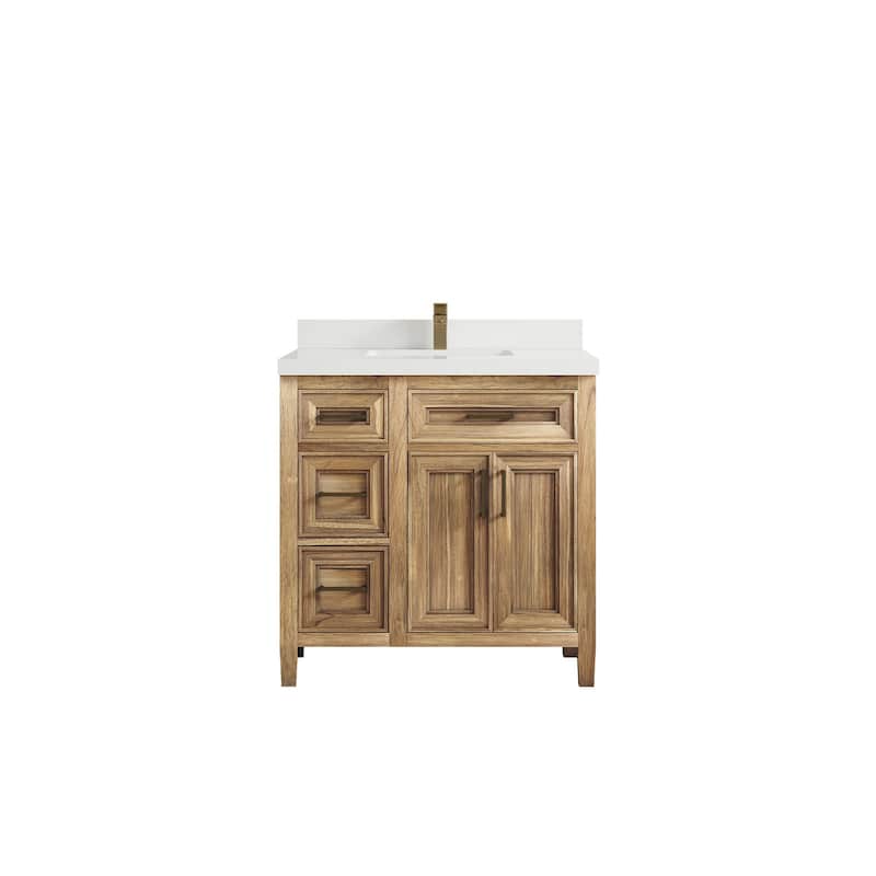 Willow Collections 36 in. W x 22 in. D Santa Monica Teak Bathroom Vanity Center with Countertop