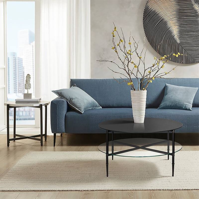 Round Coffee Table with Interchangeable Wood and Glass Top，for Living Room Bedroom Studio,Comfy，Living Room table Comfy Reading