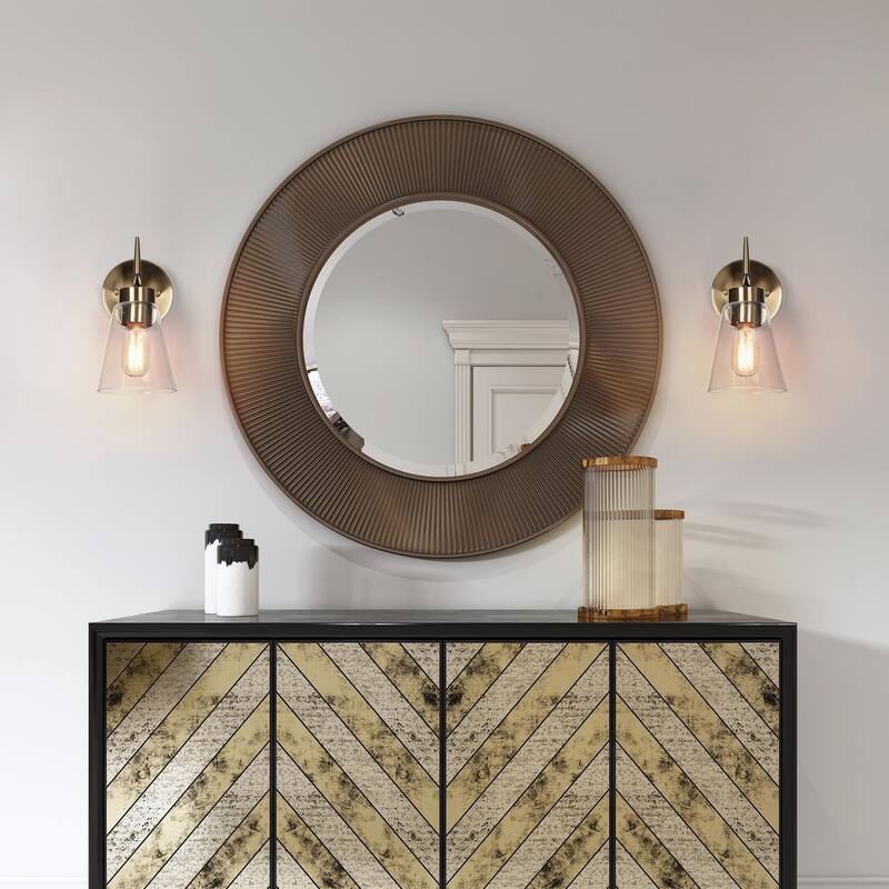 Aditi Mid-century Modern Black Brass Bathroom Sconce for Powder Room ...