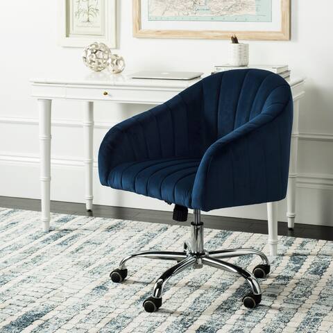 SAFAVIEH Themis Velvet Chrome Leg Swivel Office Chair - 24" x 22" x 32.3"