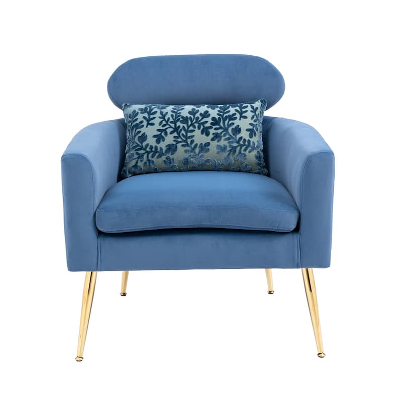 Velvet Upholstered Accent Chair With A Pillow