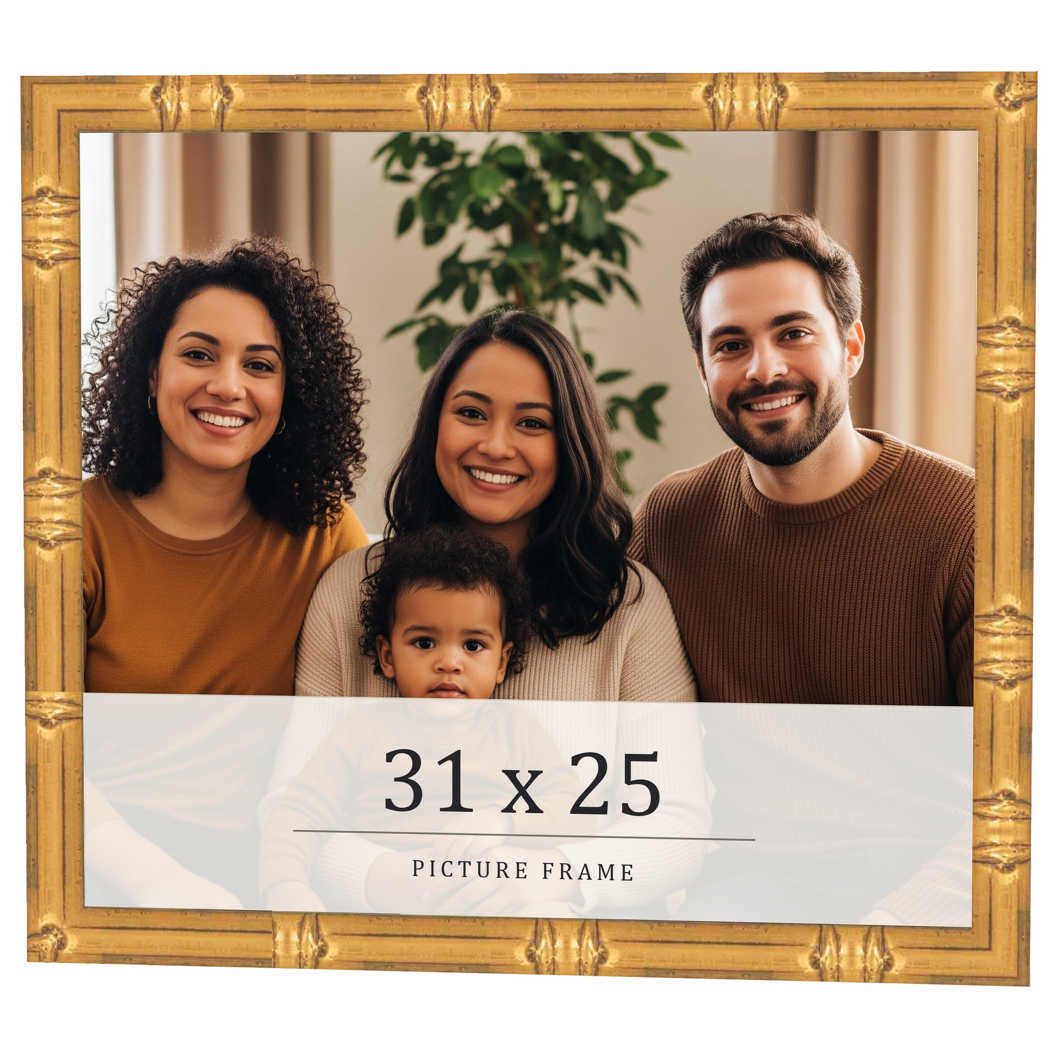 31x25 Frame Gold Bamboo Solid Wood Picture Frame | 1 Inch Moulding