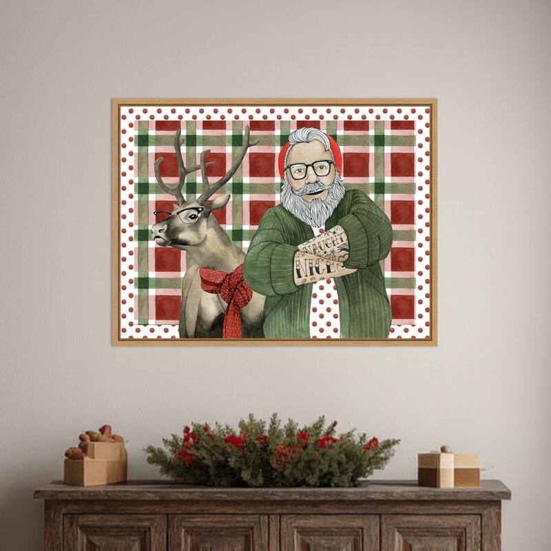 Hipster Santa Collection A by Grace Popp (30 x 23 in.), Framed Canvas Wall Art Print - Sylvie Natural