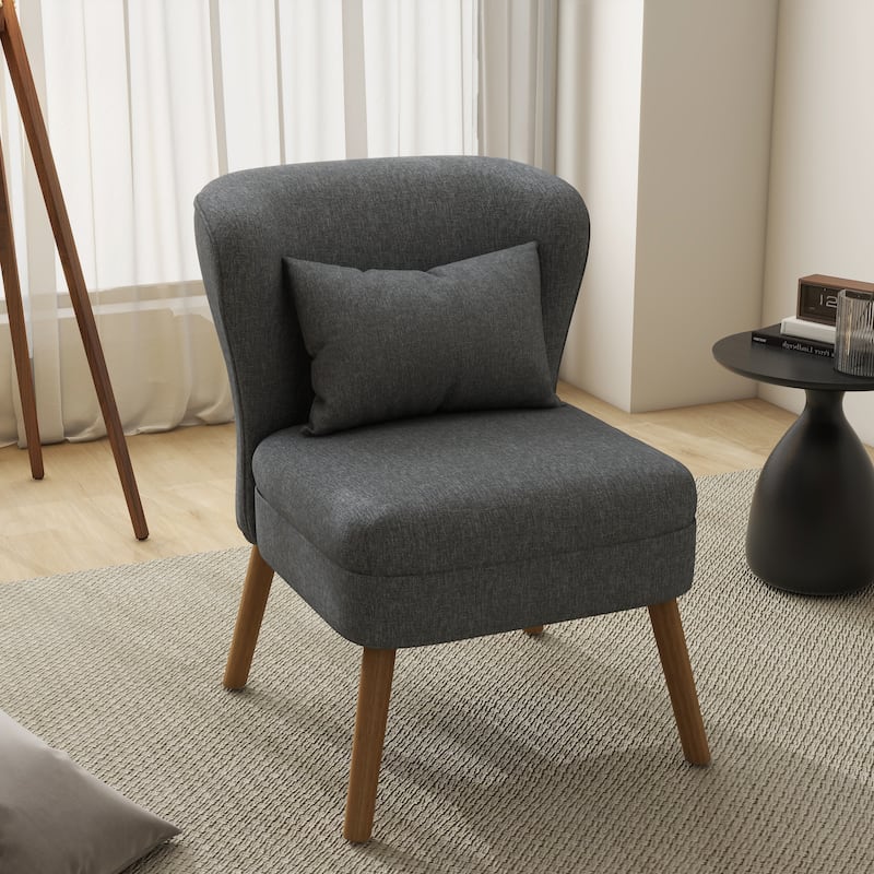 Linen Armless Accent Chair Slipper Chair