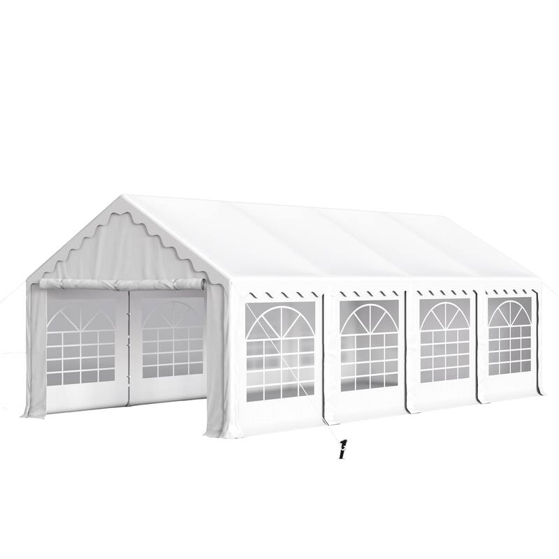 13 x 26 ft Wedding Party Tent with 8 Removable Walls Outdoor PE/Iron Heavy Duty Gazebo Canopy Tent