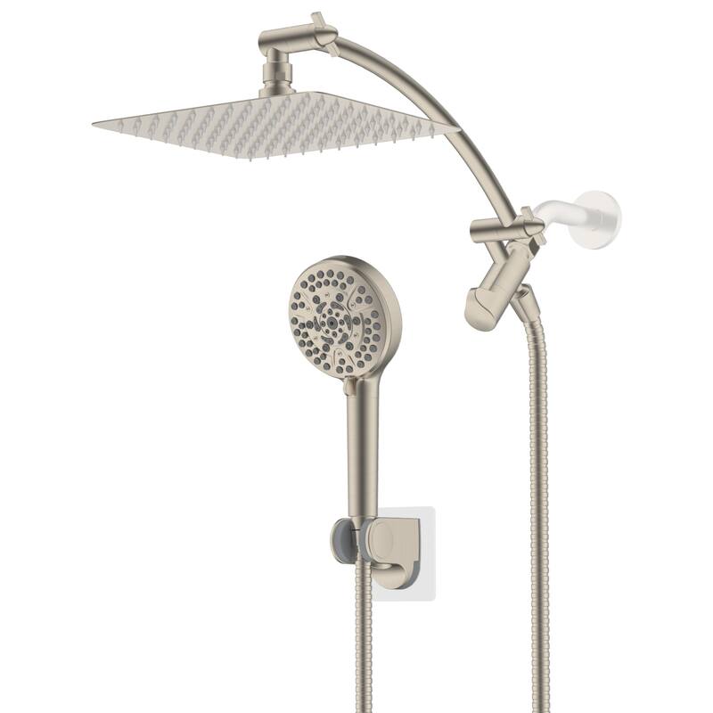 Metal 10" High Pressure Rainfall Shower Head/Handheld Showerhead Comb - Brushed Nickel