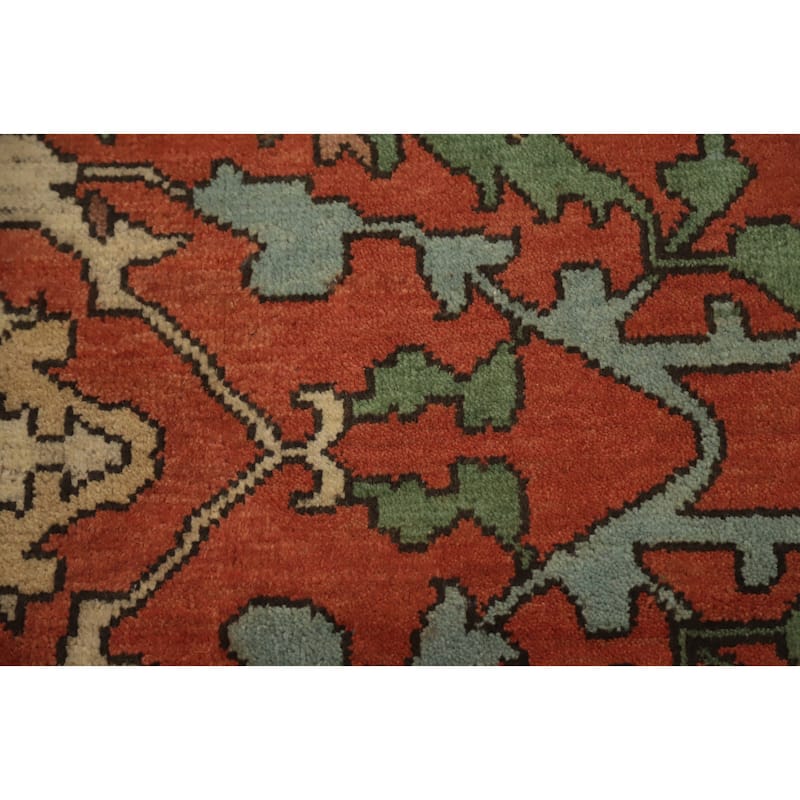 Hand Knotted Oriental 100% Wool Carpet Transitional All-Over Oranges & Rust Oushak Area Rug - 14' 10'' X 11' 9''