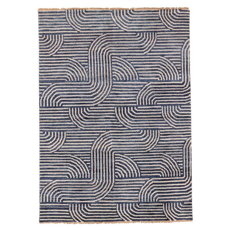 ECARPETGALLERY Hand-knotted Peshawar Ziegler Navy Wool Rug - 4'11 x 6'11